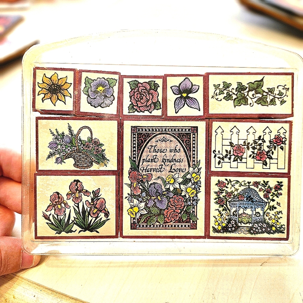 Garden flower rubber stamps